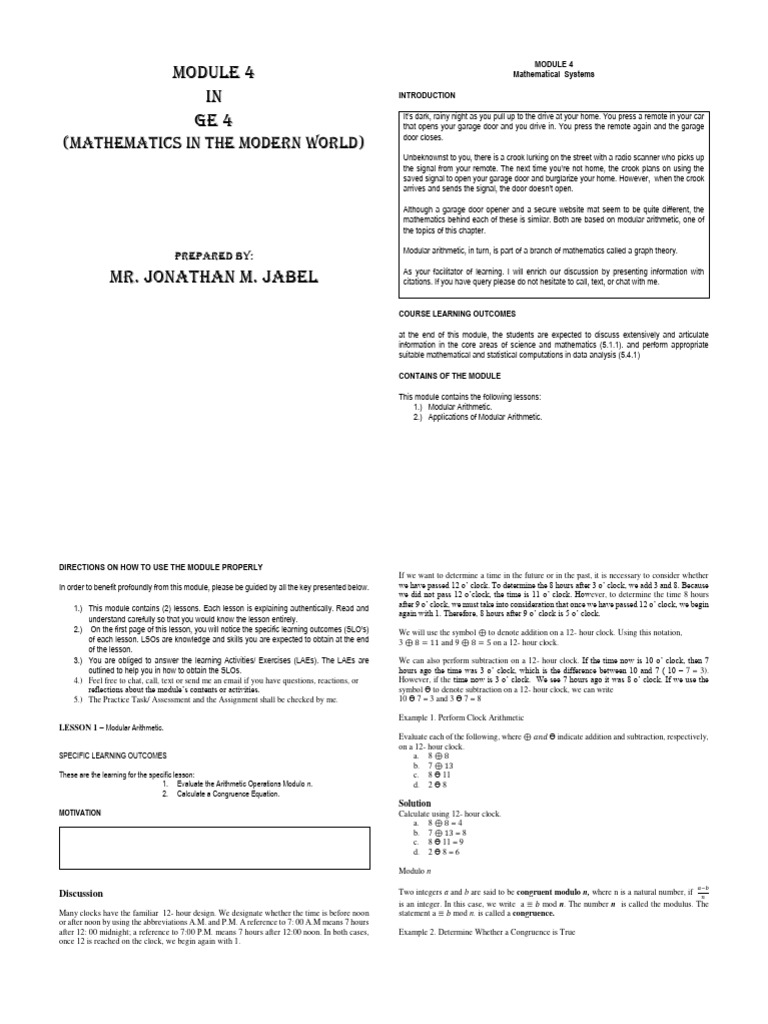 Module 4 ge pdf mathematics arithmetic