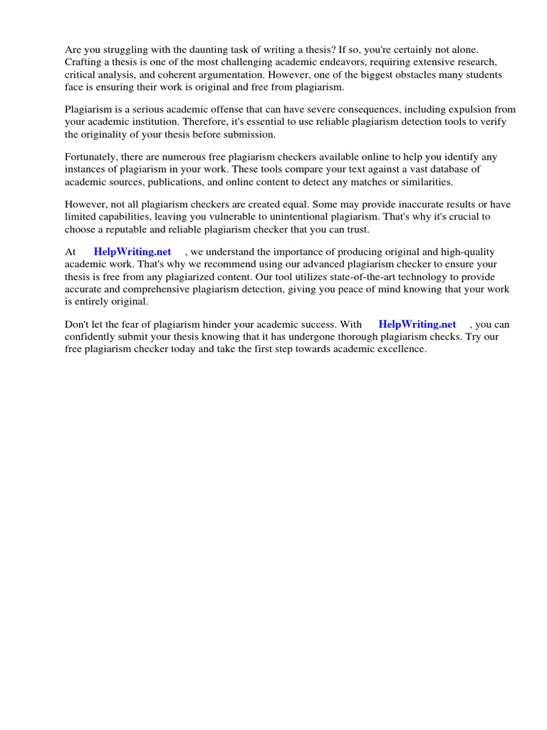 Free plagiarism checker online for thesis download free pdf