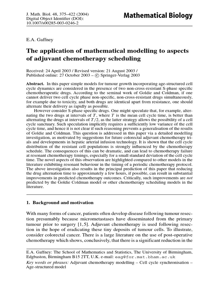Mathematical Biology: The Application of Mathematical Modelling To ...