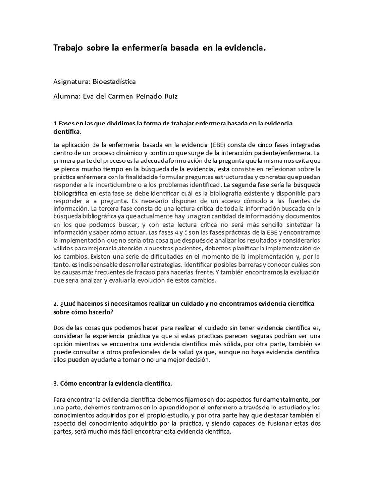 Fases de la Enfermería Basada en Evidencia | PDF | Crecimiento personal ...