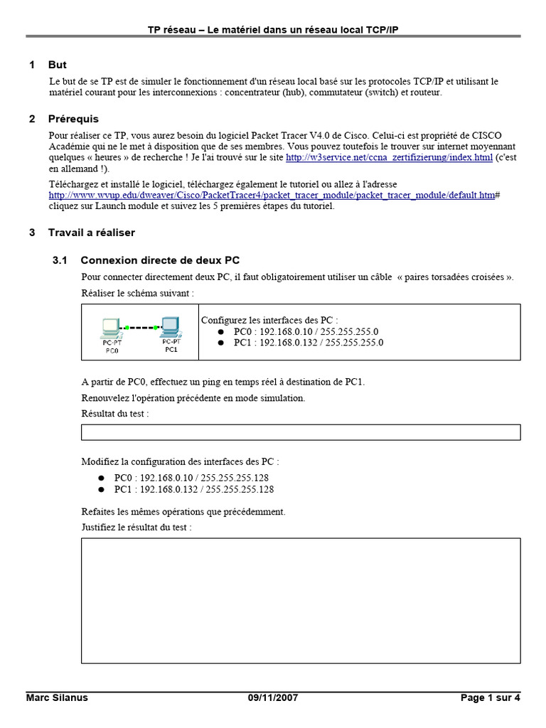 Matériel et configuration réseau TCP/IP | PDF