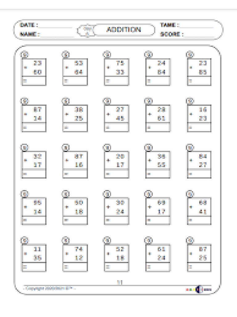 Multiplication Math Test 3 PDF