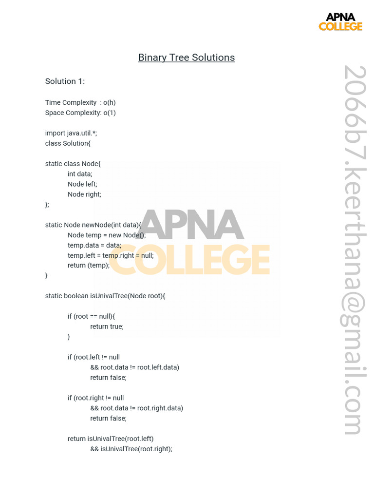 Binary Tree Solutions | PDF