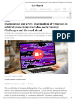 Examination and Cross-Examination of Witnesses in Arbitral Proceedings Via Video-Conferencing - Challenges and The Road Ahead