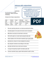 Grade 4 Run On Sentences Conjunctions A