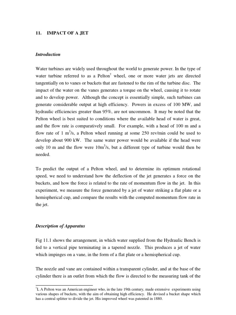 Fluids Lab Impact of A Jet | PDF | Jet Engine | Flow Measurement