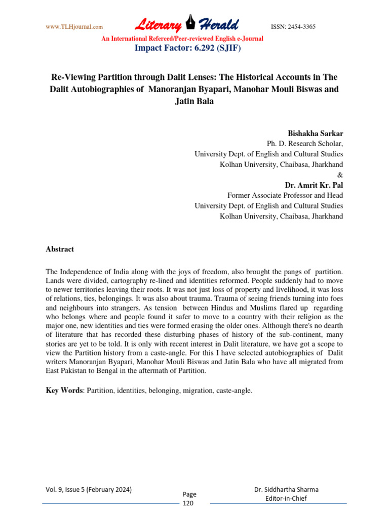 Dalit Perspectives on Partition Narratives | PDF | Partition Of India ...