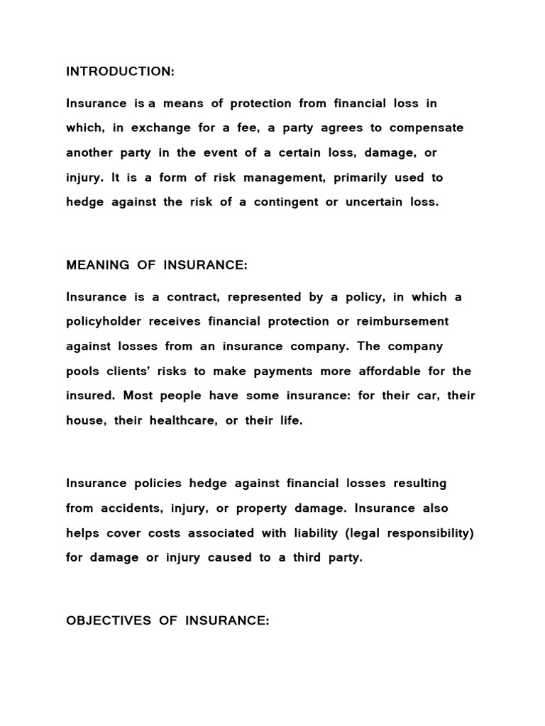 INTRODUCTION | PDF | Insurance | Reinsurance