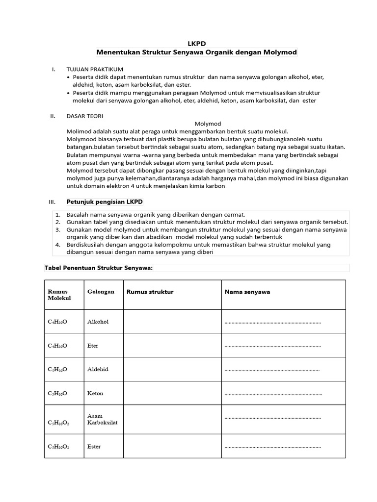 LKPD Praktikum Molymod | PDF