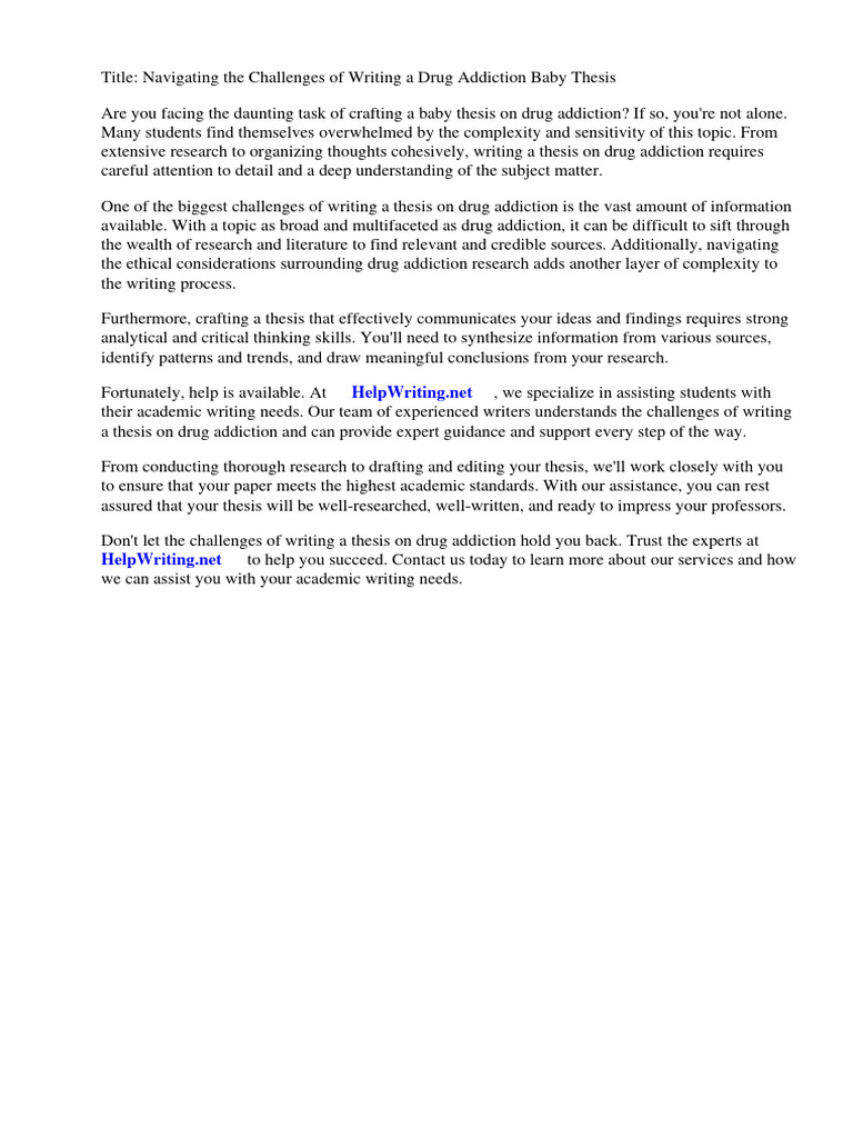 Drug Addiction Baby Thesis Pdf Substance Abuse Heroin