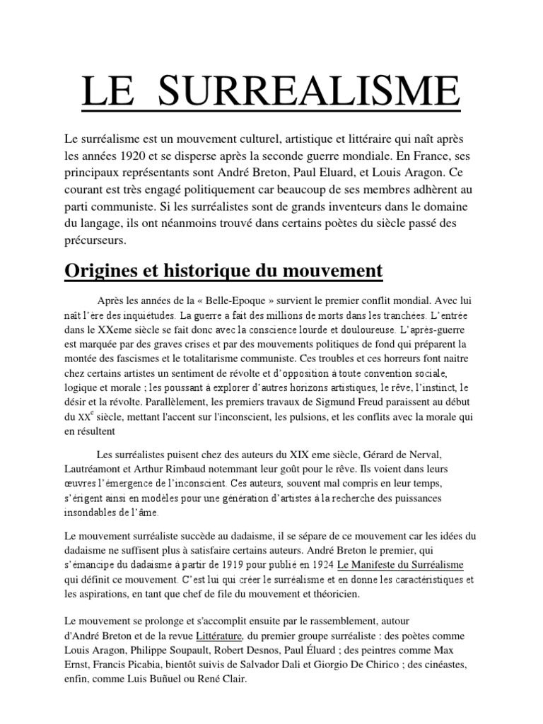 Le Surrealisme Surréalisme Poésie