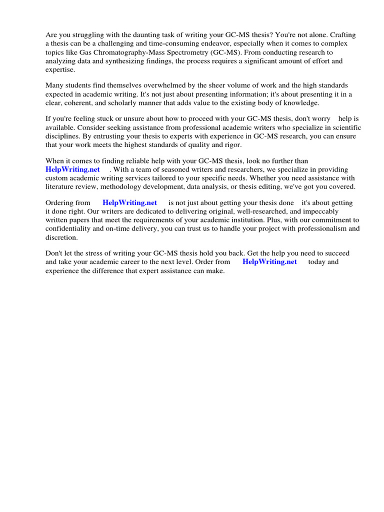 GC Ms Thesis | PDF | Gas Chromatography–Mass Spectrometry | Gas ...