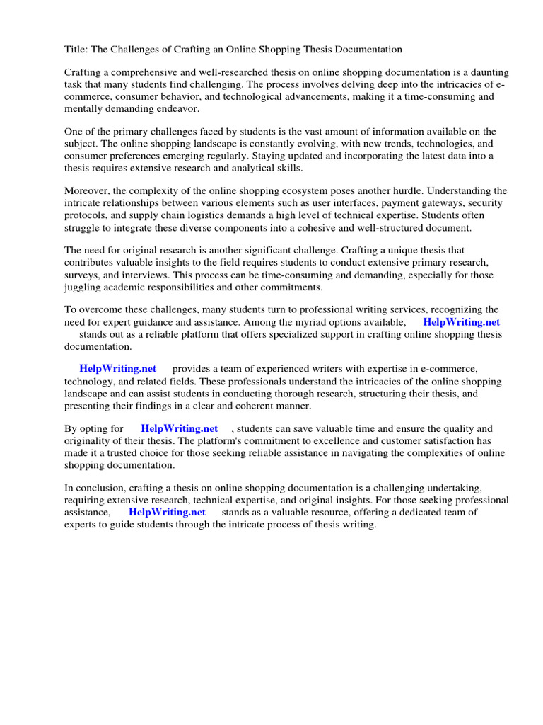 Online Shopping Thesis Documentation PDF