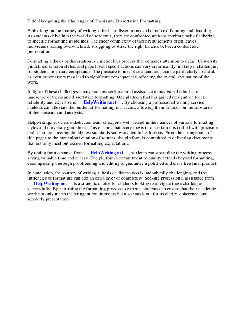 Thesis and Dissertation Format | PDF