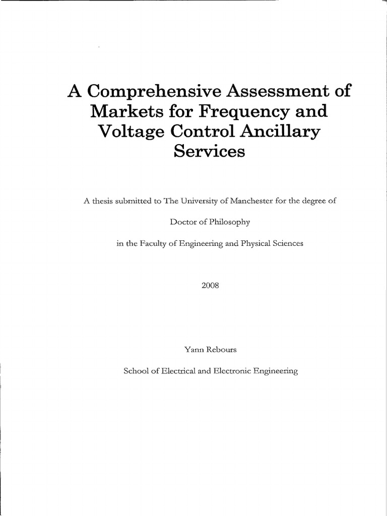 A Comprehensive Assessment of Markets For Frequency and Voltage Control
