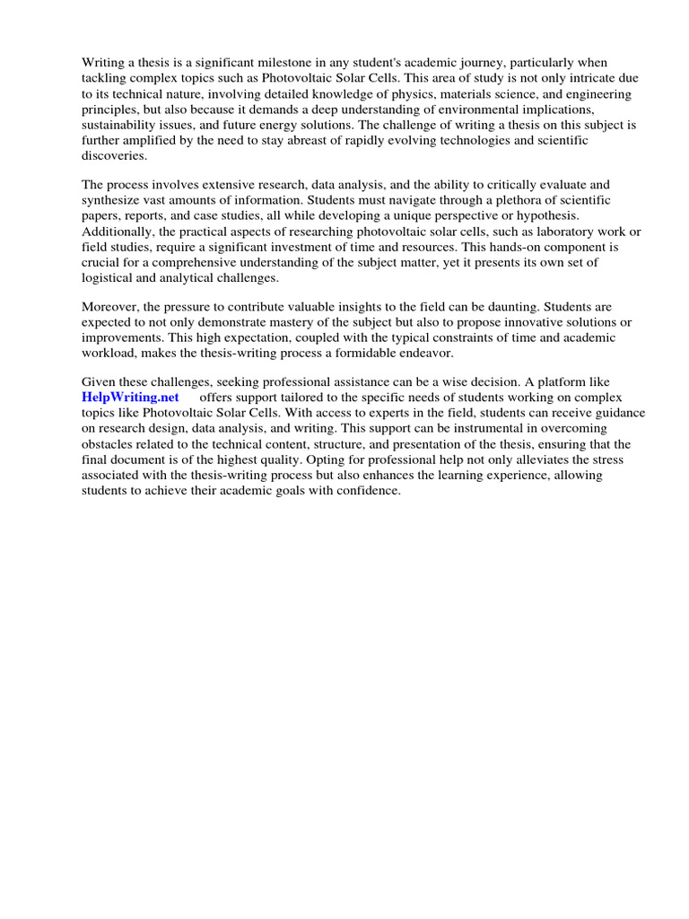 Photovoltaic Solar Cells Thesis Pdf Photovoltaics Solar Cell