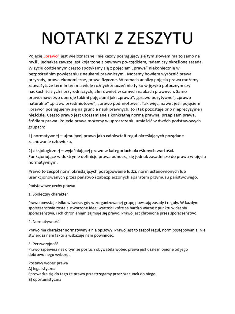 Notatki Z Zeszytu 1 | PDF
