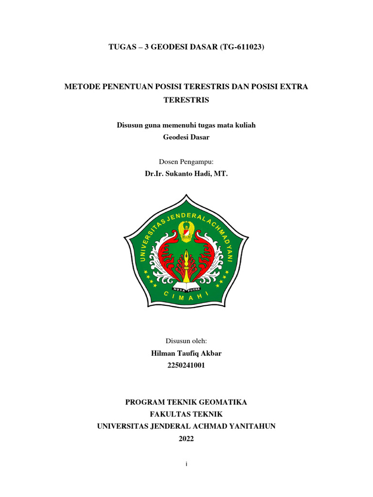 Tugas 3 Geodesi Dasar | PDF | Metode & Bahan Ajar | Sains & Matematika