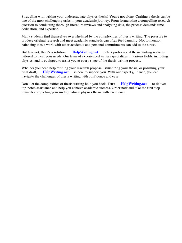 Research Topics For Undergraduate Physics Students