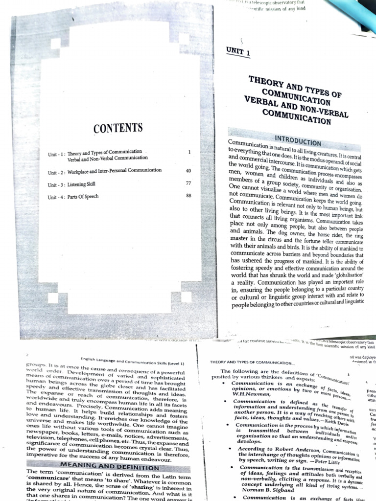 English Unit 1 Pdf Communication Information