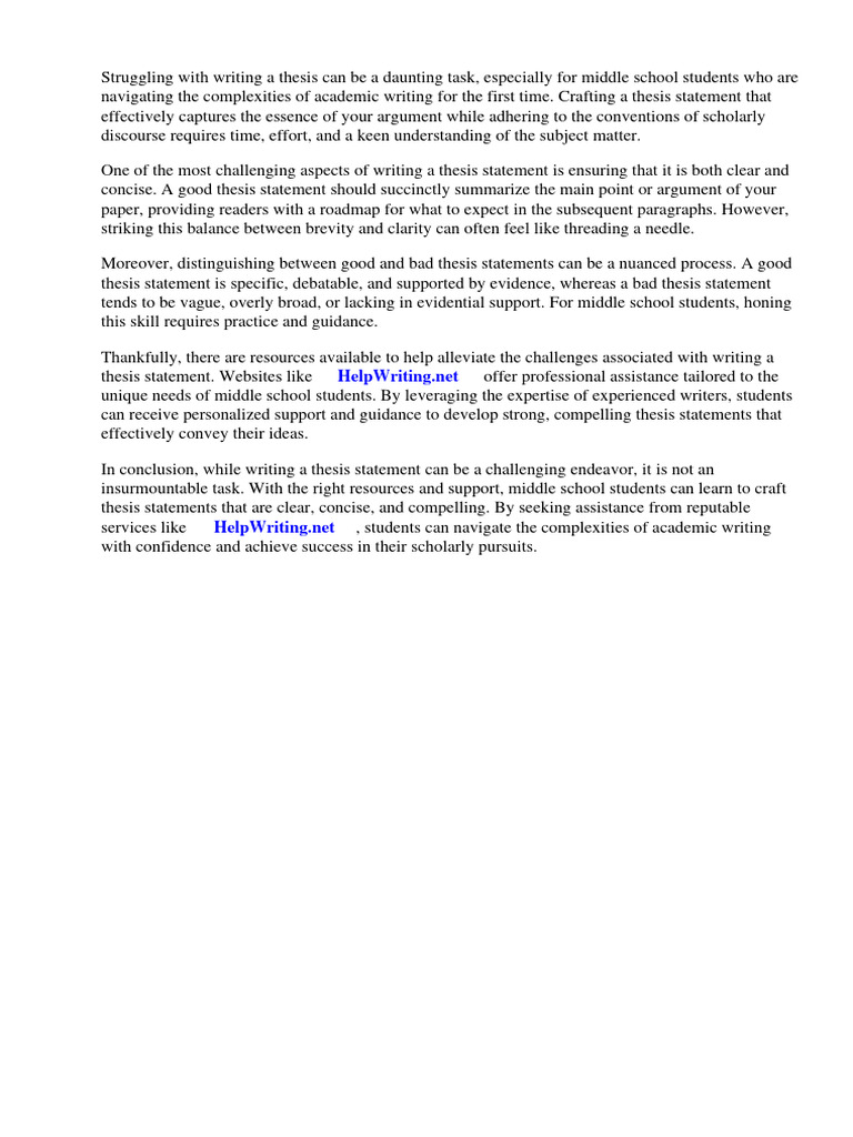 Examples of Good and Bad Thesis Statements Middle School | PDF | Essays ...