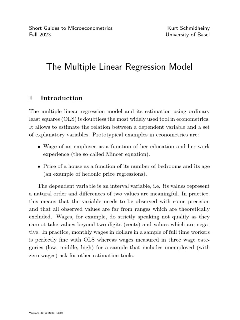 The multiple linear regression model version 30 10 2023 16 07