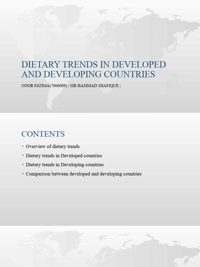 Dietary Trends in Developed and Developing Countries (Autosaved) | PDF ...