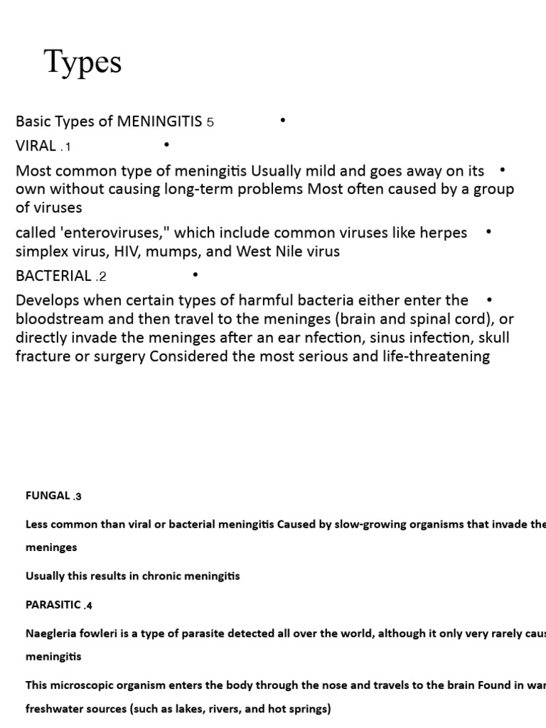 Six Types Of Meningitis