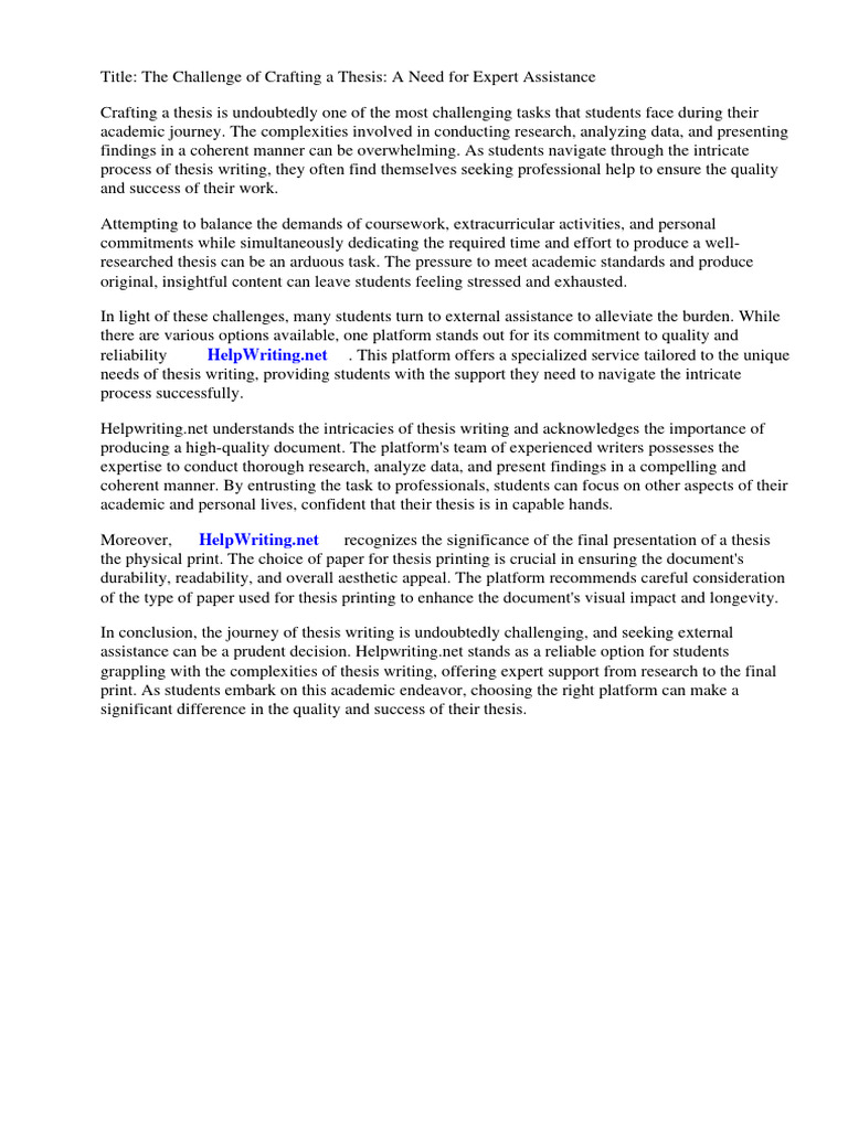 Expert Help for Thesis Writing Challenges | PDF | Essays | Thesis