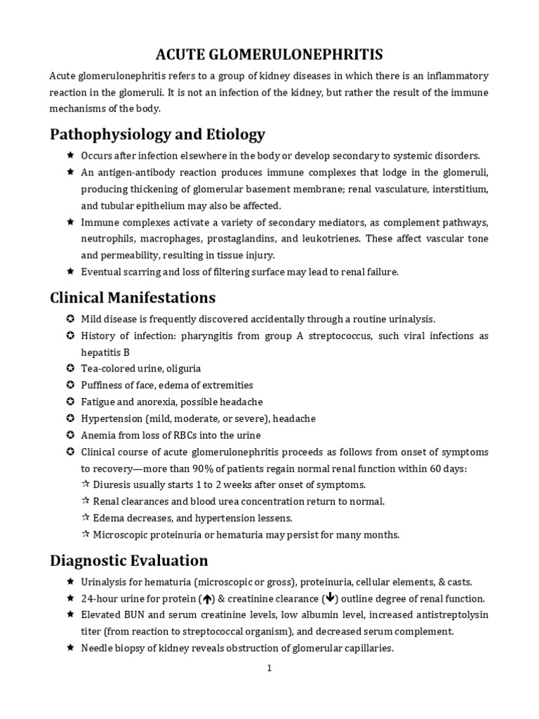 ACUTE GLOMERULONEPHRITIS Medical Surgical Nursing | PDF
