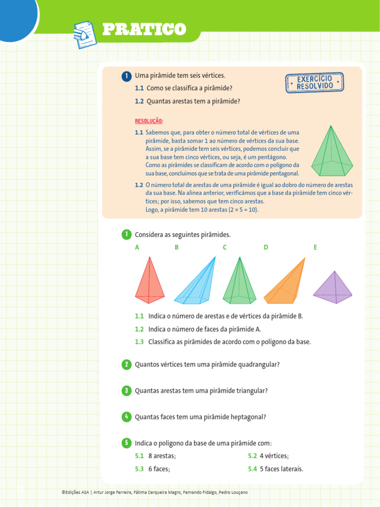 Vértices e Arestas de Pirâmides | PDF | Triângulo | Vértice (Geometria)
