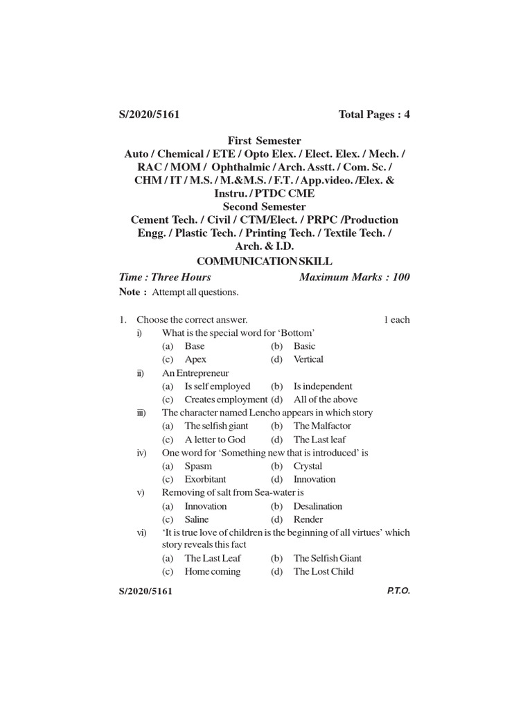 5161 Communication Skill 5161 S 2020 | PDF