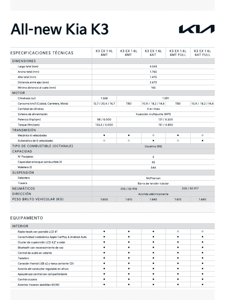 FichaTecnicaK3 PDF