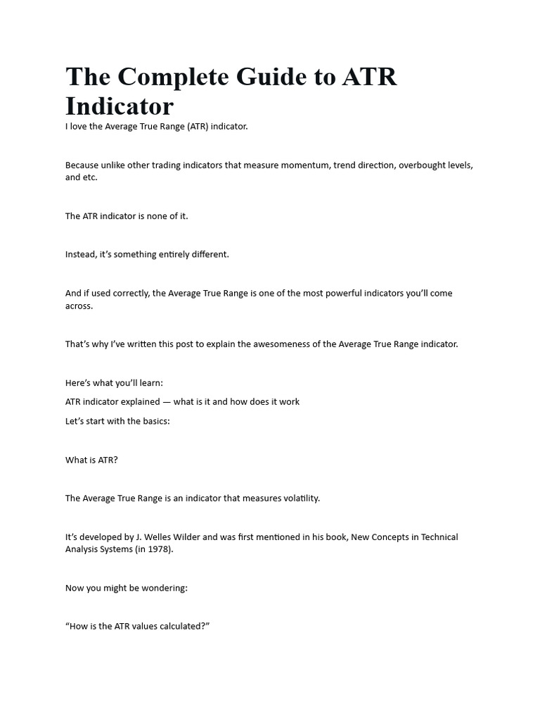 Average True Range Indicator | PDF