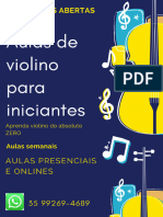 Azul e Amarelo Ilustração de Violino Música Cartaz