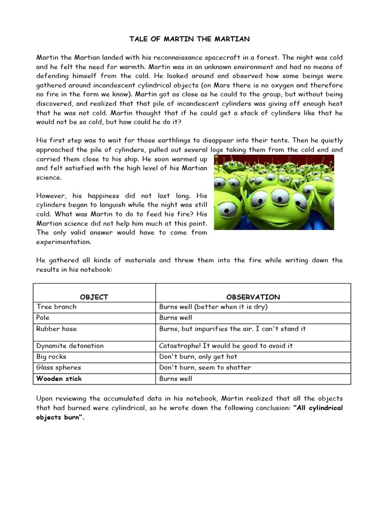 The Scientific Method: Martin The Martian | PDF | Mars
