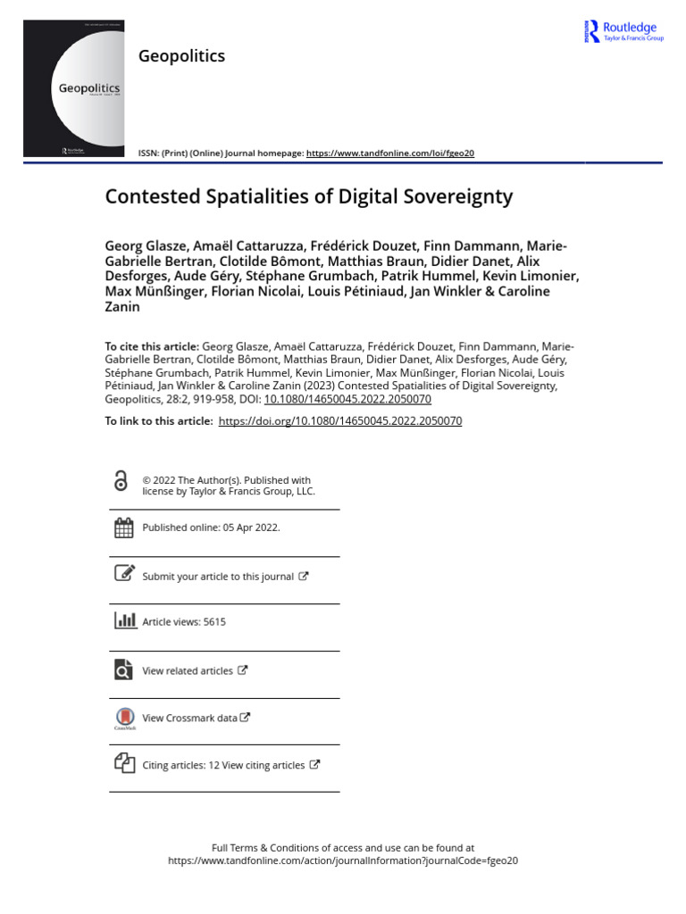 Contested Spatialities of Digital Sovereignty | PDF | Politics
