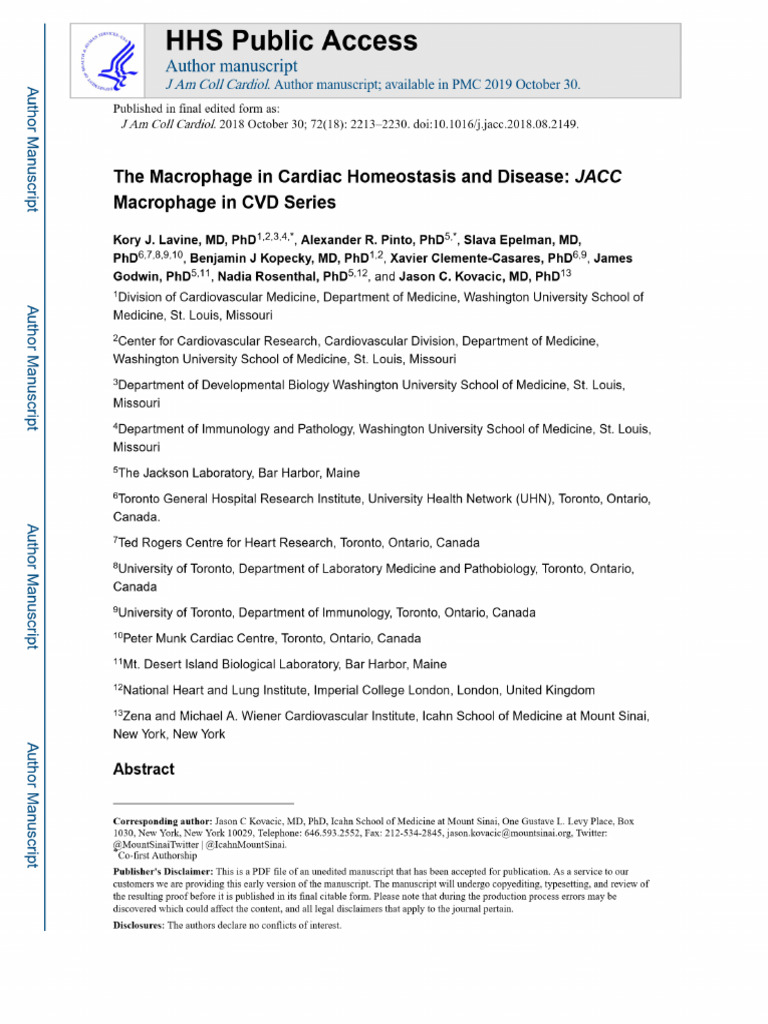 The Macrophage in Cardiac Homeostasis and Disease JACC Macrophage in ...