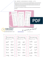 Pink Level Nonsense Word Lists Print Font Foresight