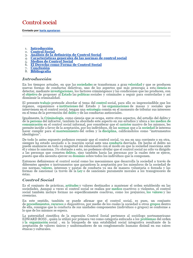 Mecanismos y Normas del Control Social | PDF | Comportamiento | Sociedad