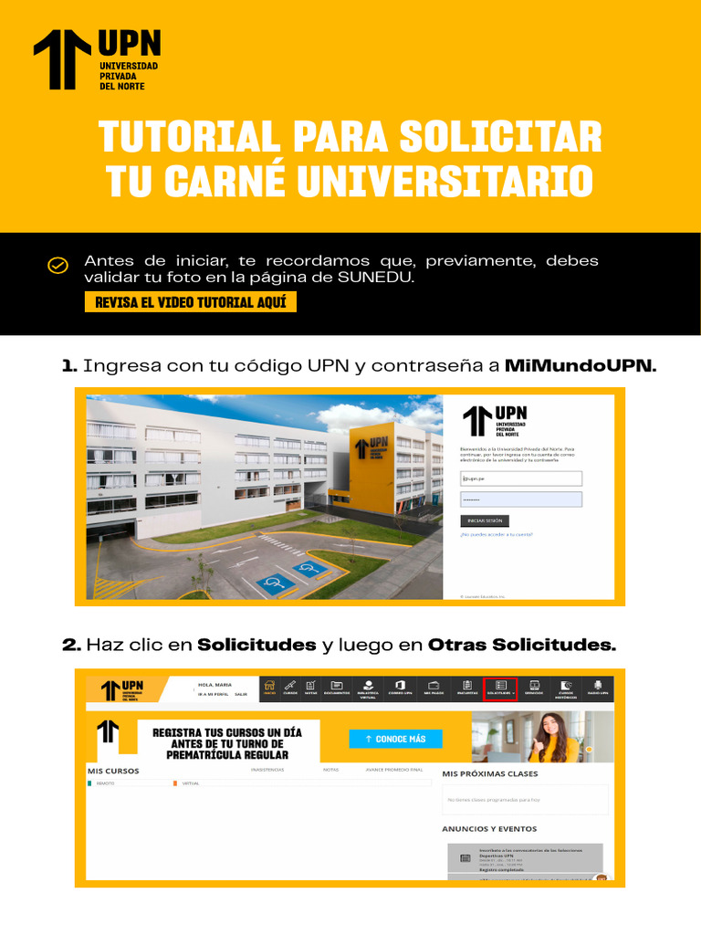 Cómo solicitar carnet universitario UPN 2025 | PDF