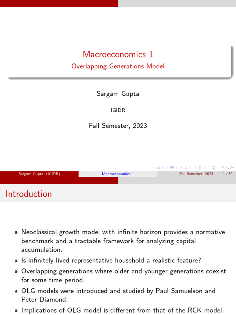 Overlapping Generations Model in Macroeconomics | PDF | Macroeconomics ...