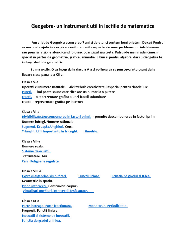 Geogebra - Un Instrument Util in Lectiile de Matematica | PDF