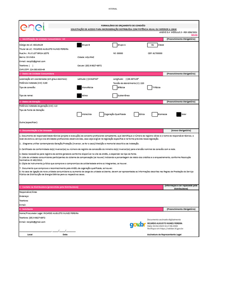 5-Microgeracao - Formulario e Checklist de Orcamento Estimado e ...