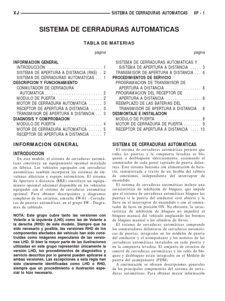 Sistema de Cerraduras Automáticas y RKE | PDF | Transmisor | Relé