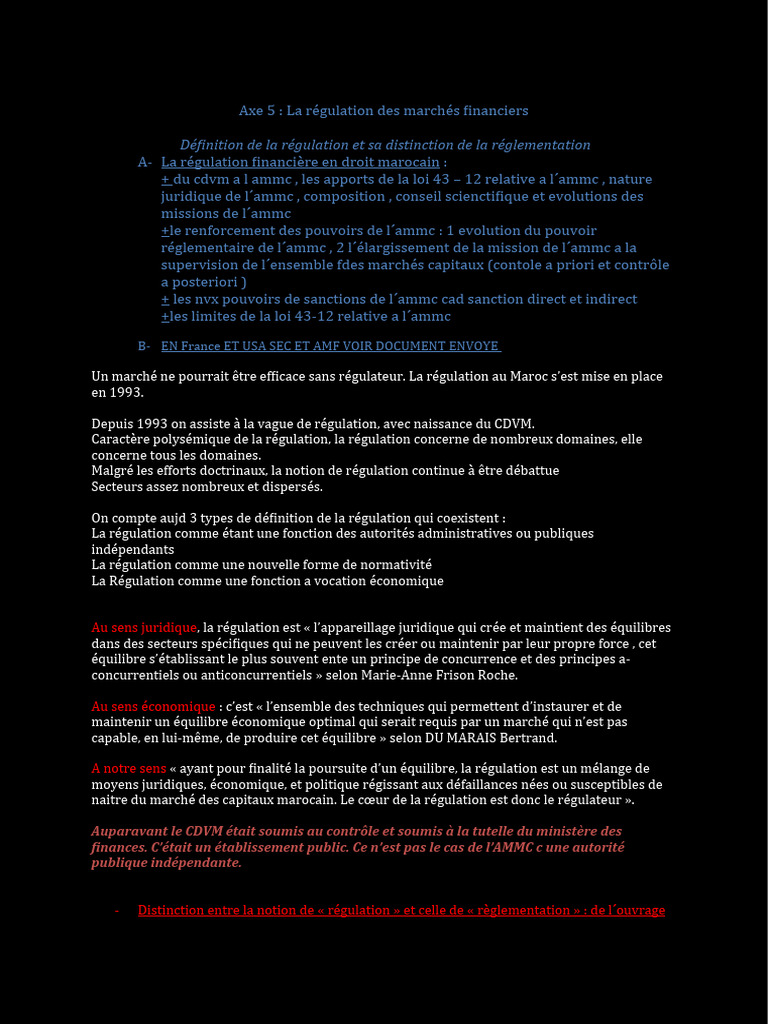 Régulation financière au Maroc : Loi 43-12 | PDF