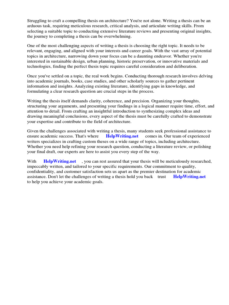 Best Thesis Topics for Architecture PDF