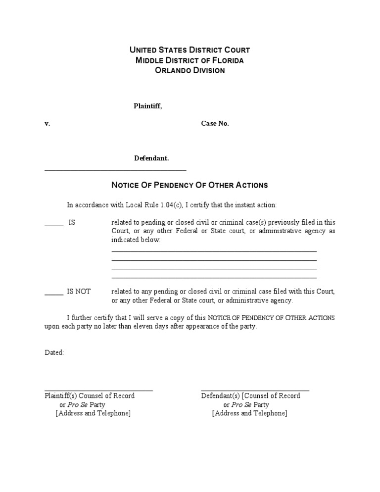 Notice of Pendency of Related Cases | PDF | Pro Se Legal Representation ...