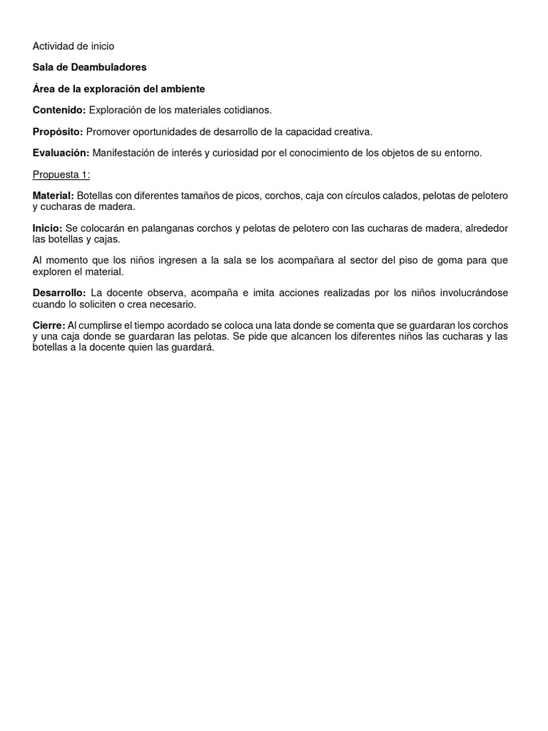 Actividades De Inicio Pdf