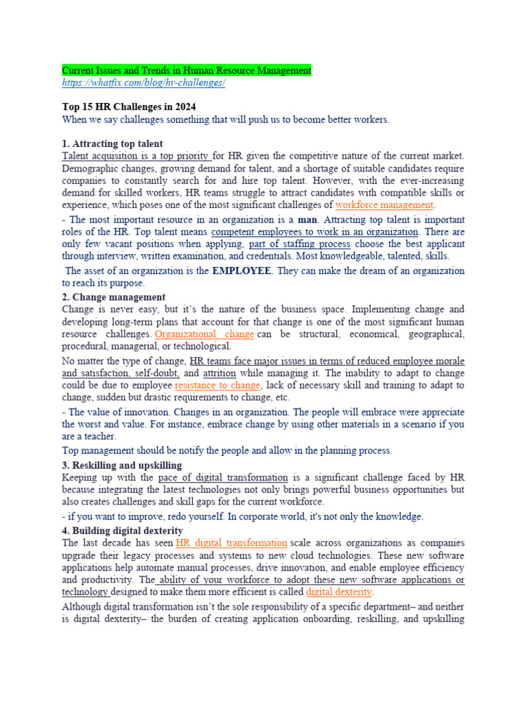 Current Issues in HRM | PDF